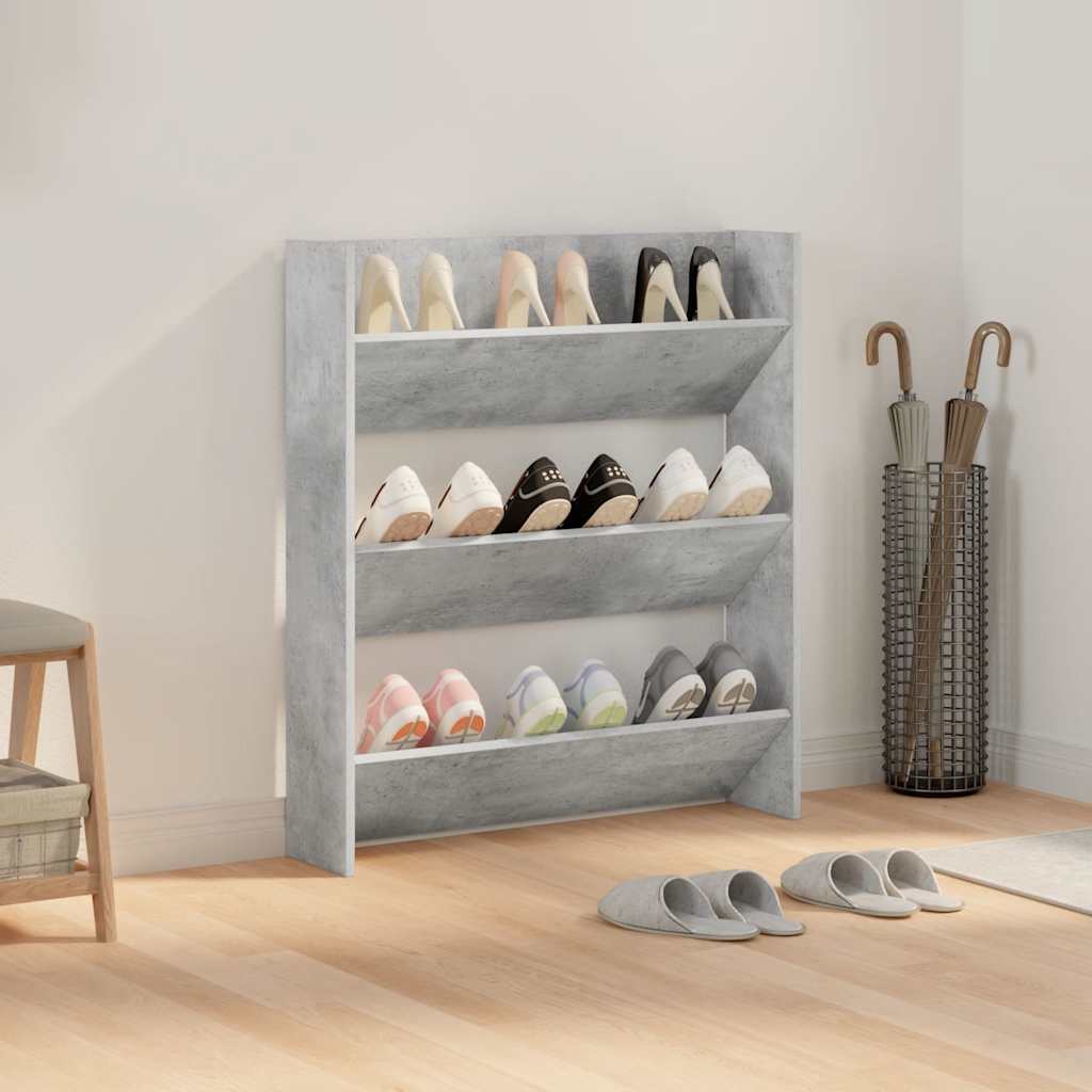 Scarpiera da parete Vidaxx 80x18x90 cm in truciolare grigio cemento