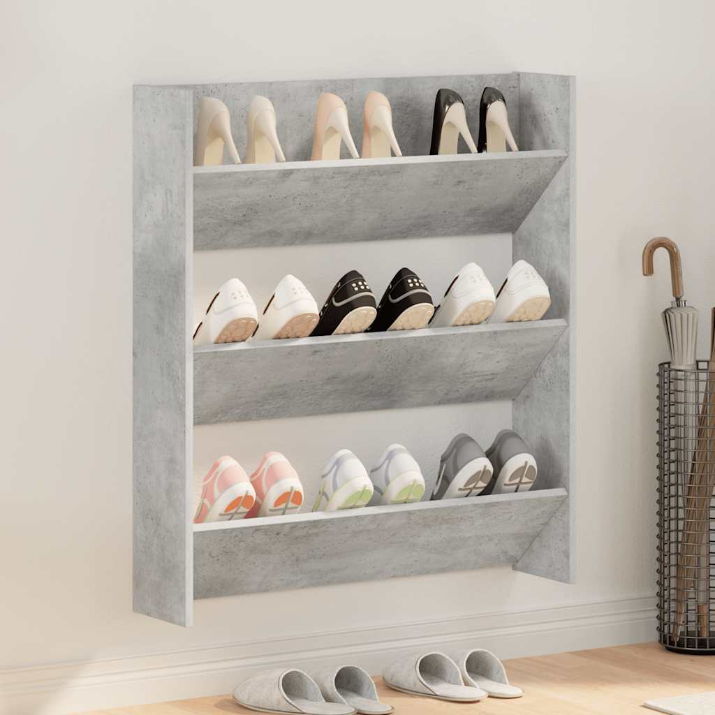 Scarpiera da parete Vidaxx 80x18x90 cm in truciolare grigio cemento