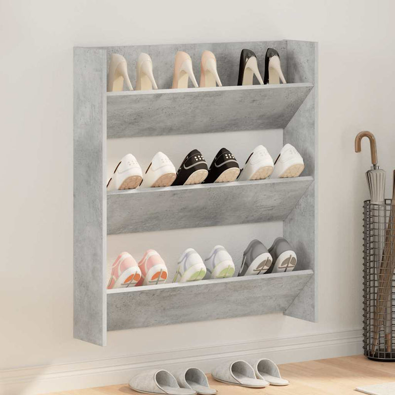 Vidaxx zapatero de pared 80x18x90 cm aglomerado gris hormigón