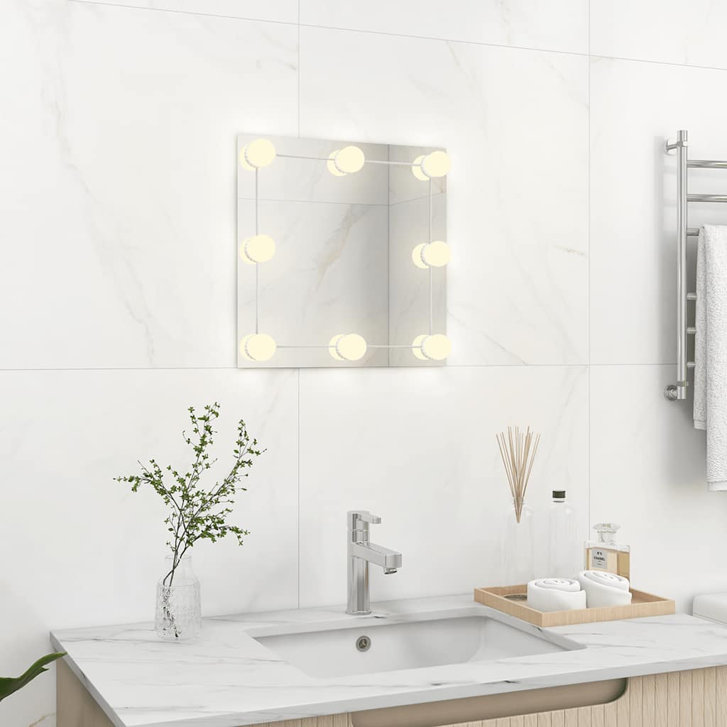 Espejo de pared Vidaxl con lámparas LED vidrio cuadrado