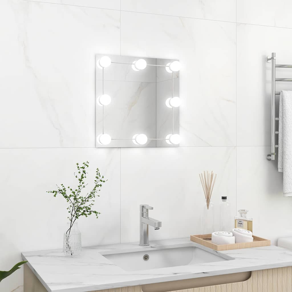 Espejo de pared Vidaxl con lámparas LED vidrio cuadrado