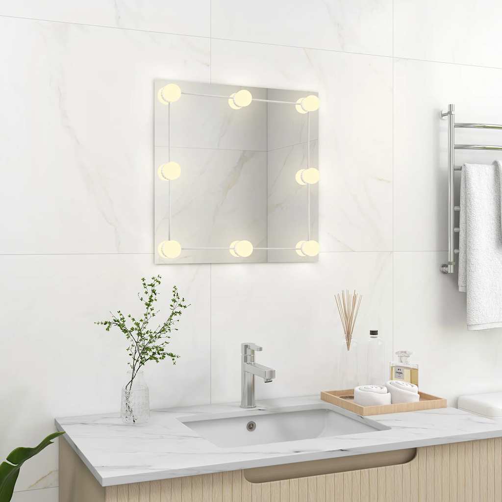 Espejo de pared Vidaxl con lámparas LED vidrio cuadrado