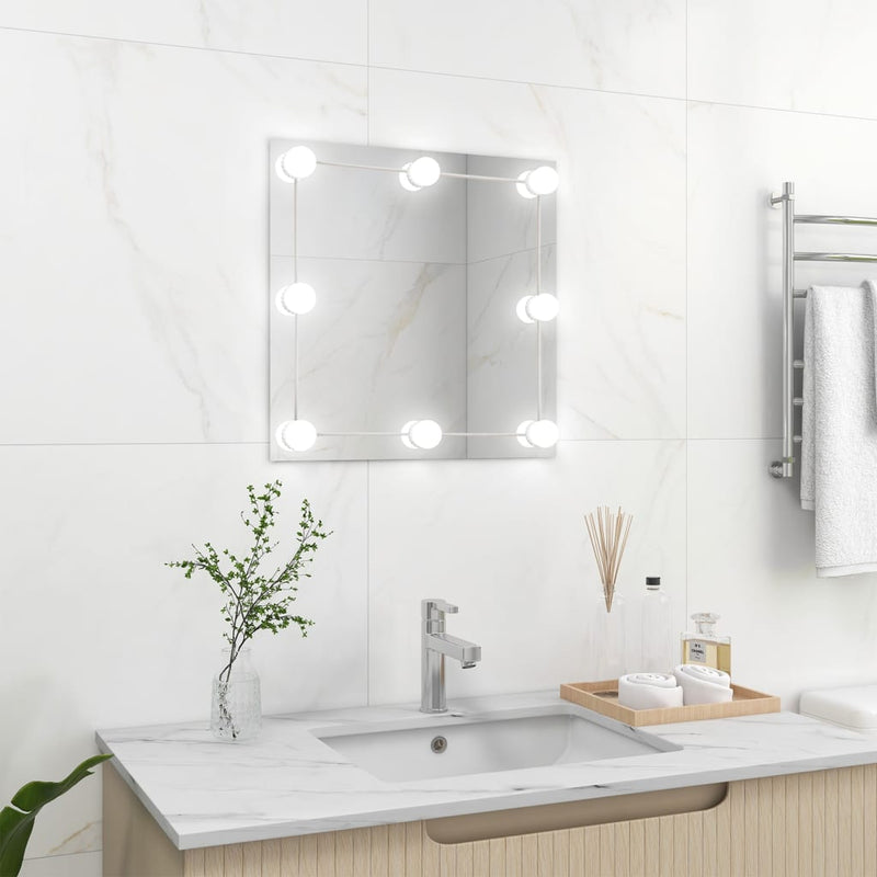 Vidaxl wandspiegel met led-lampen vierkant glas