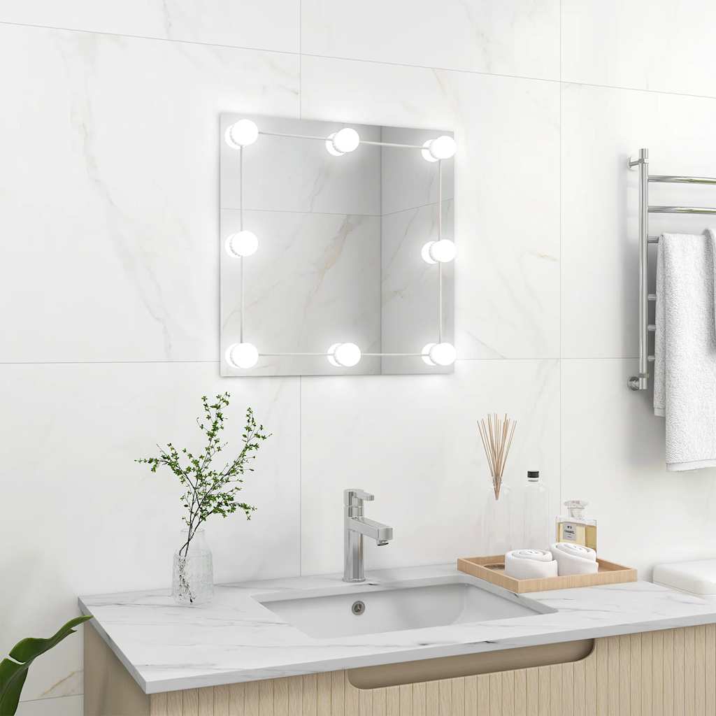 Espejo de pared Vidaxl con lámparas LED vidrio cuadrado