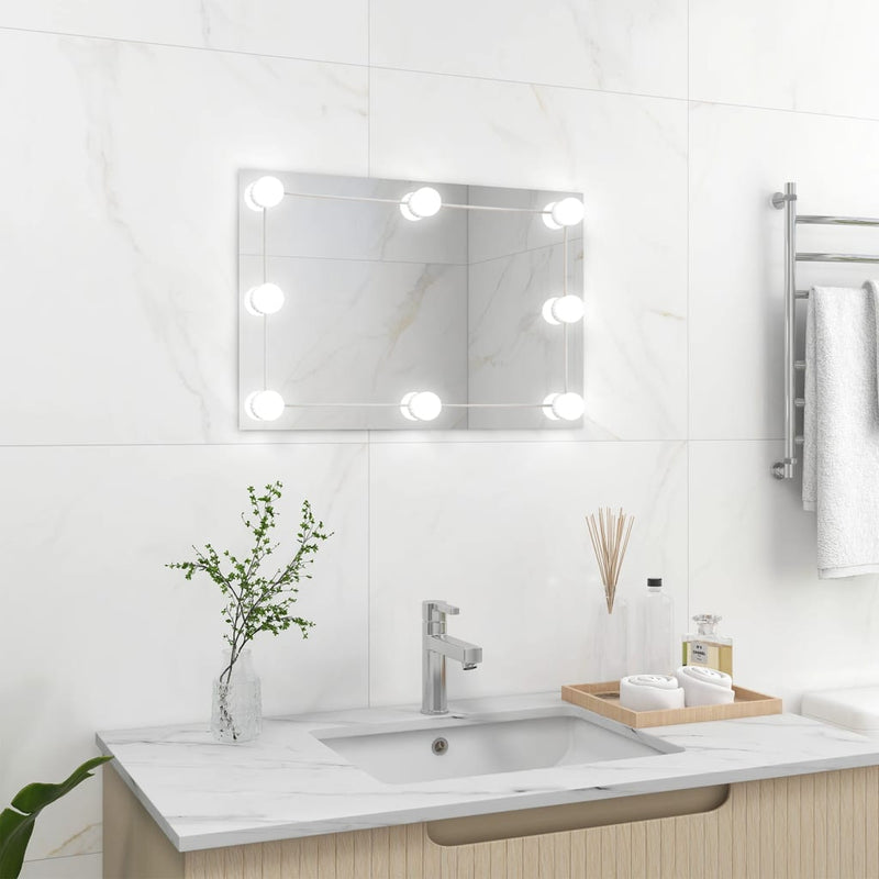 Specchio da parete Vidaxl con lampade a LED vetro rettangolare