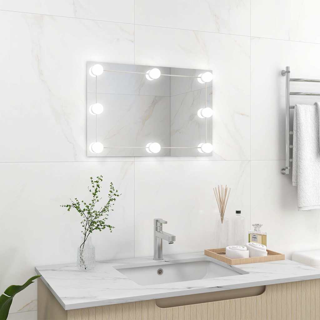 Espejo de pared Vidaxl con lámparas LED de vidrio rectangular