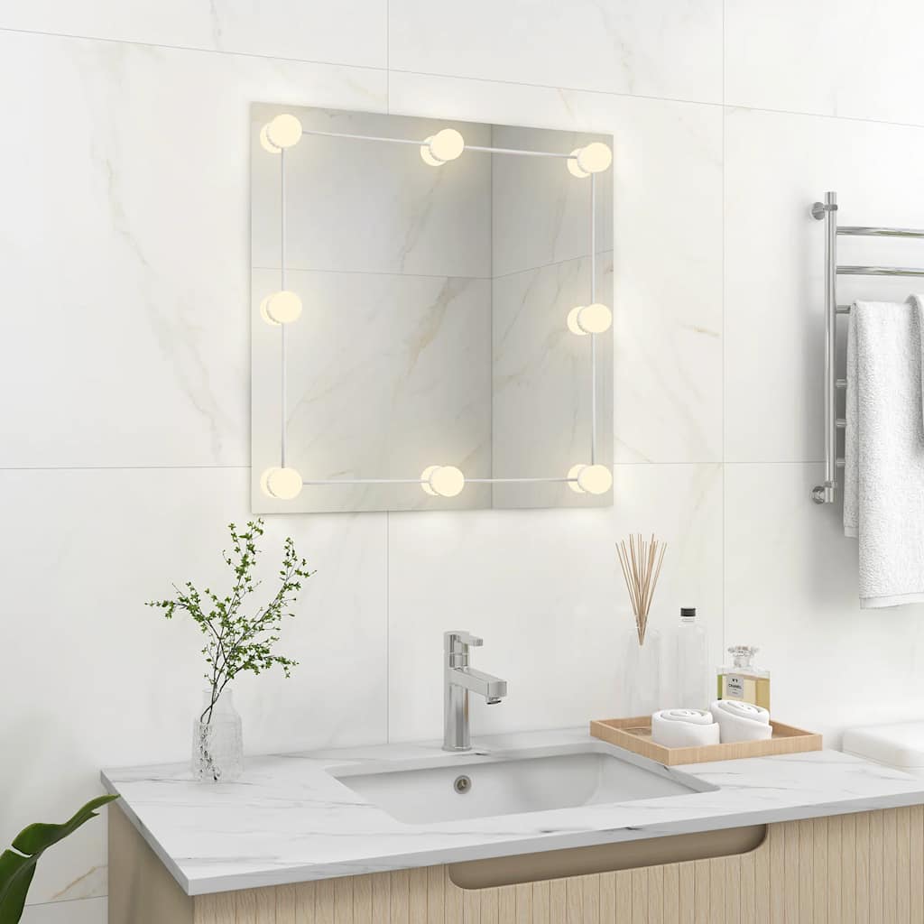 Espejo de pared Vidaxl con lámparas LED vidrio cuadrado