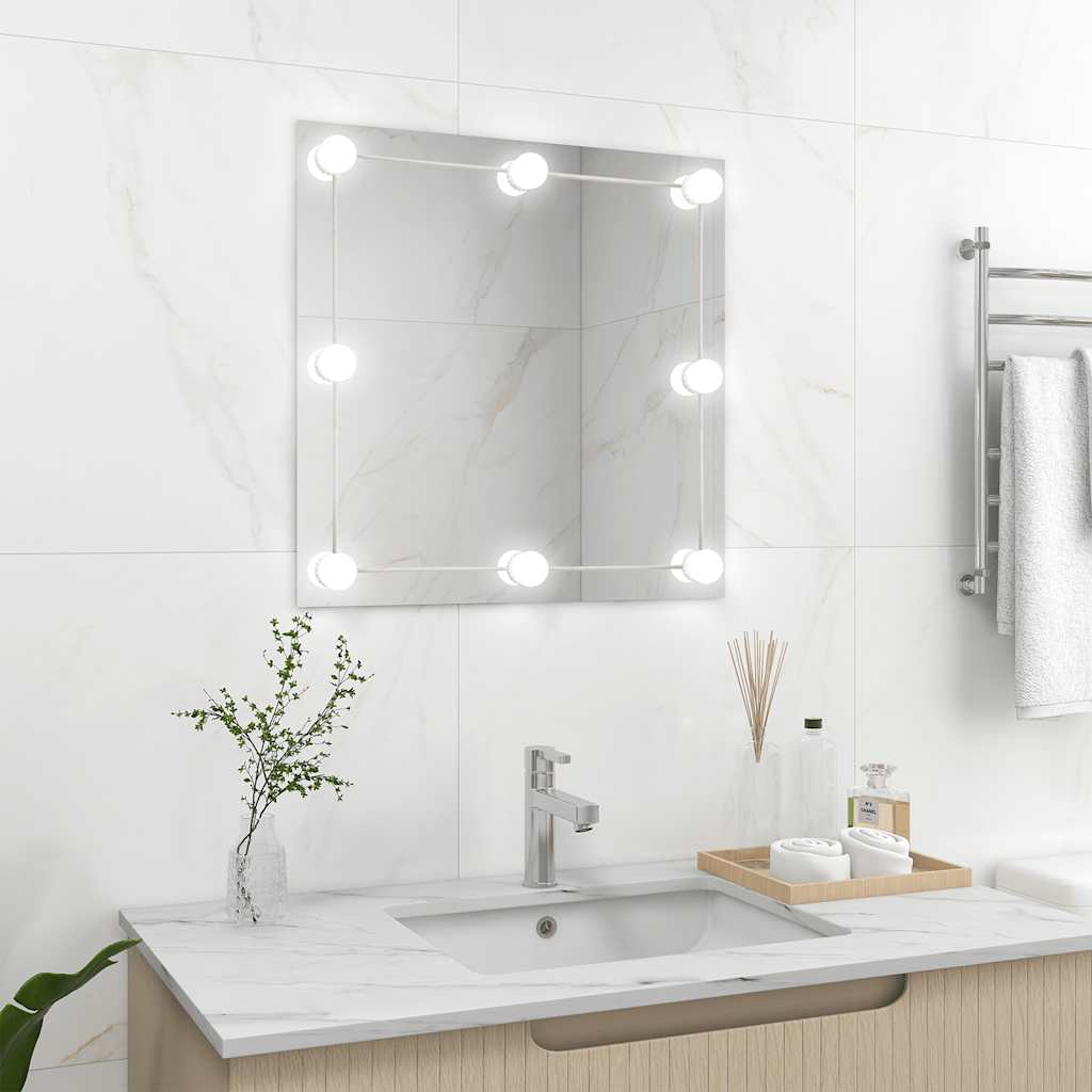 Espejo de pared Vidaxl con lámparas LED vidrio cuadrado