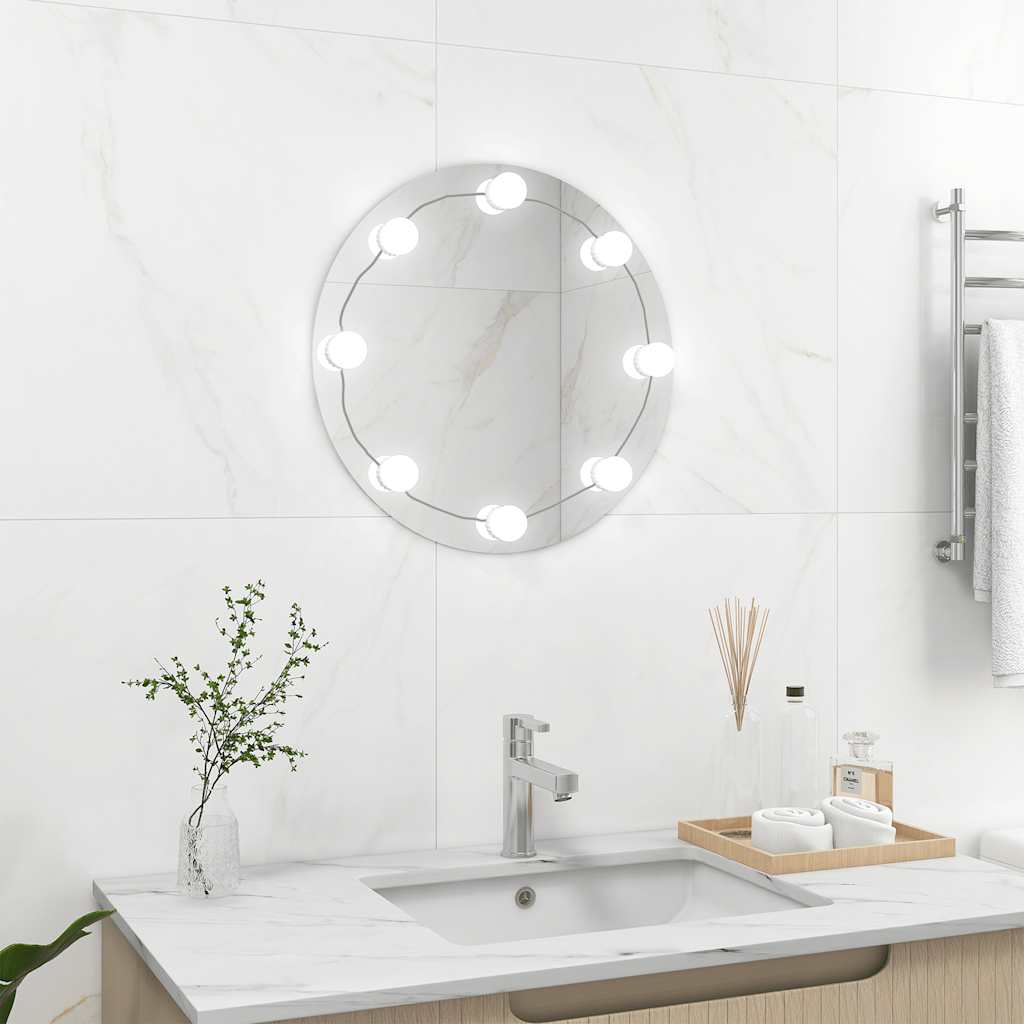 Vidaxl wandspiegel met led-lampen rond glas