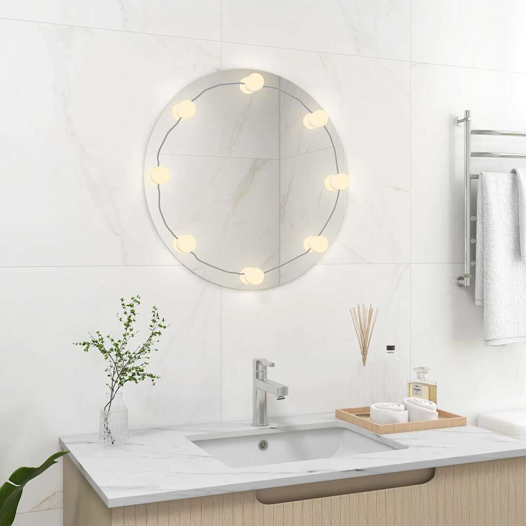 Espejo de pared Vidaxl con lámparas LED alrededor de vidrio