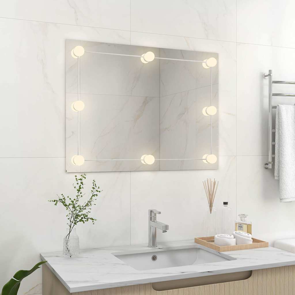 Espejo de pared Vidaxl sin lámparas LED de marco vidrio rectangular