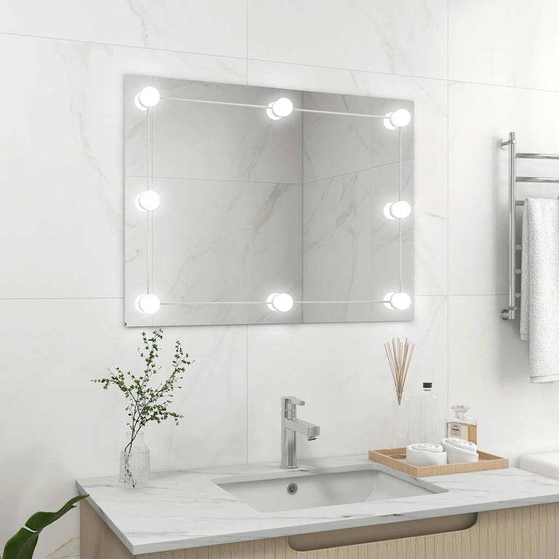 Vidaxl wandspiegel zonder lijst met led-lampen rechthoekig glas
