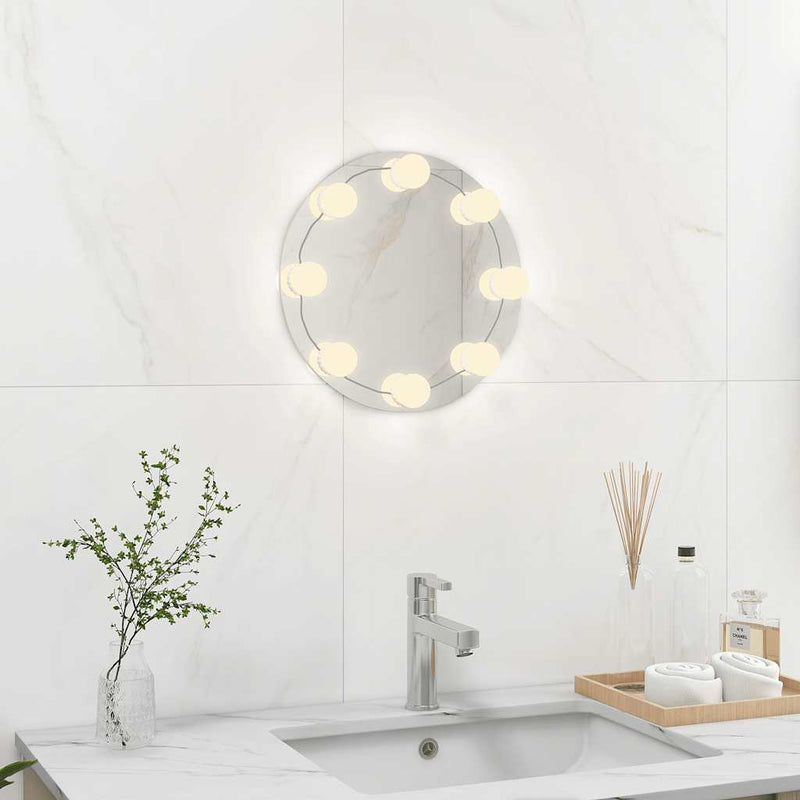Vidaxl Mirror de pared sin lista de lámparas LED alrededor de vidrio