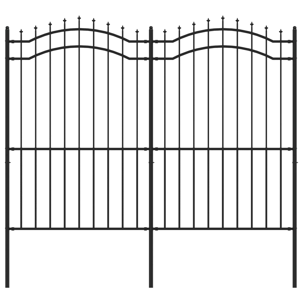 Vidaxl Garden Fence con puntos de espíritu 222 cm Polvo de acero con recubrimiento negro