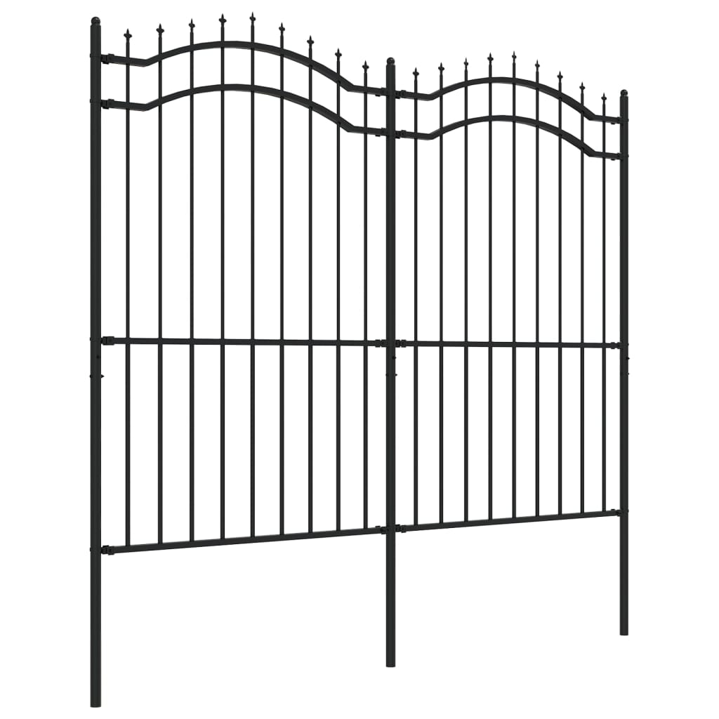 Vidaxl Garden Fence con puntos de espíritu 222 cm Polvo de acero con recubrimiento negro