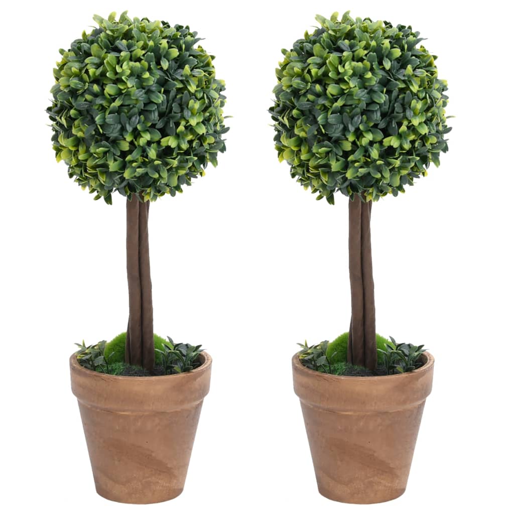 Vidaxl Plantas artificiales con Pot 2 ST BOXWOOD Formación esférica 41 cm verde