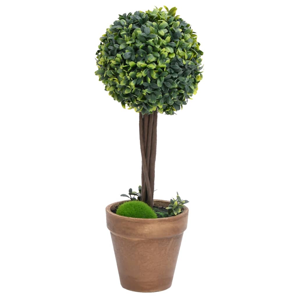 Vidaxl Piante artificiali con vaso a 2 St Boxwood Formazione sferica 56 cm Verde