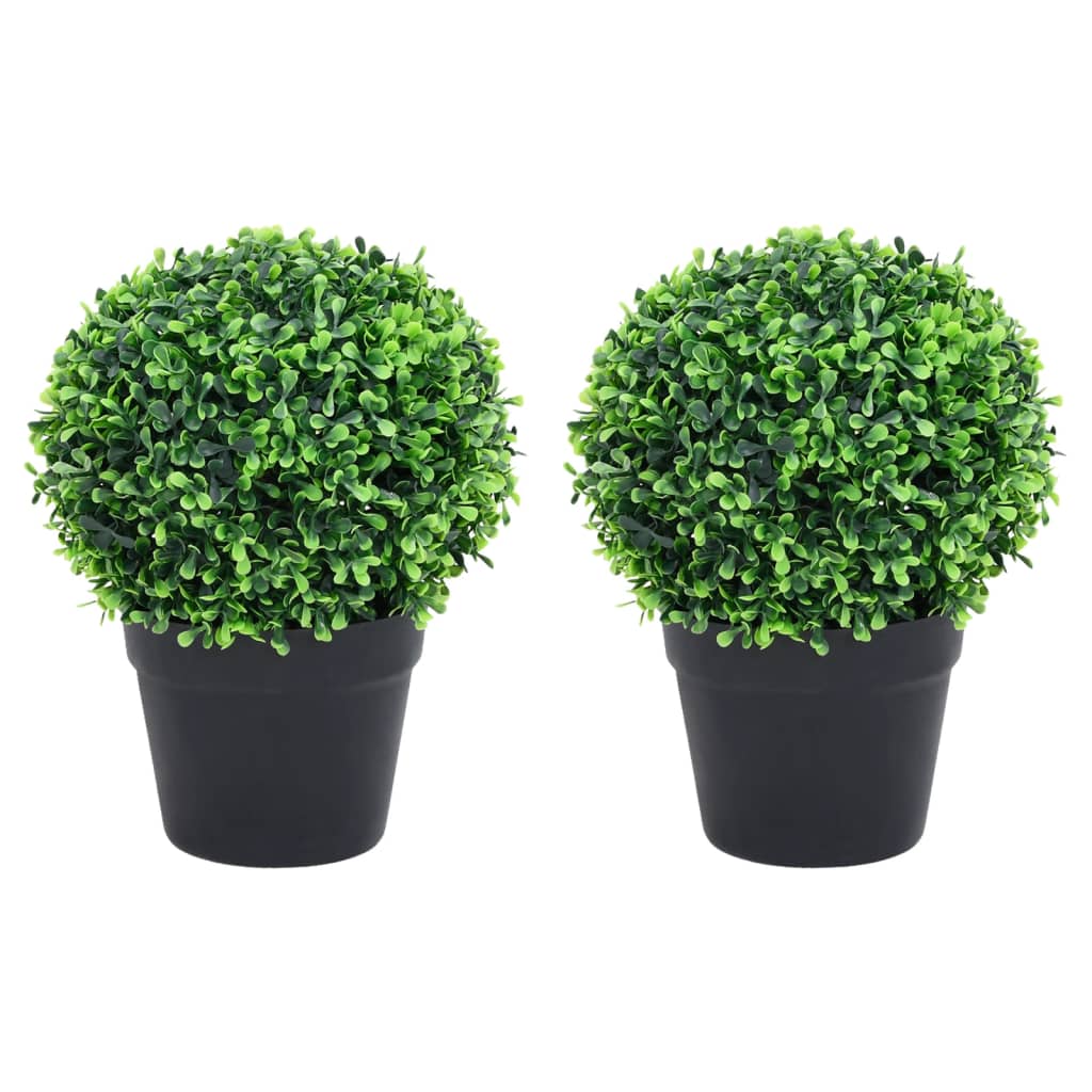 Vidaxl Piante artificiali con vaso 2 St Boxwood Formazione sferica 27 cm Verde