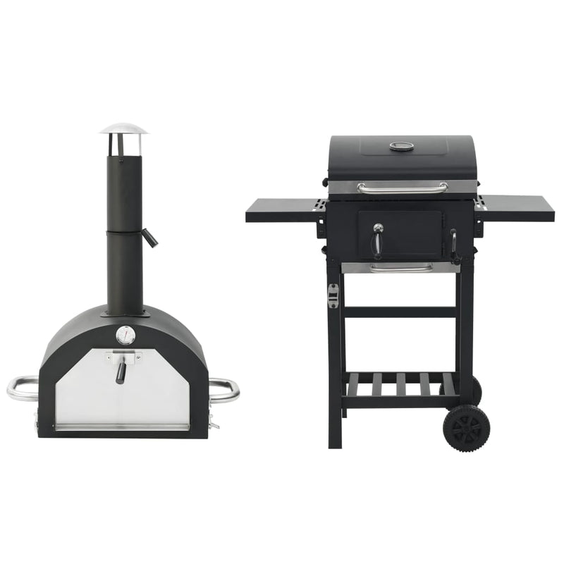 Vidaxl Pizza Forno e barbecue 3 in 1 nero