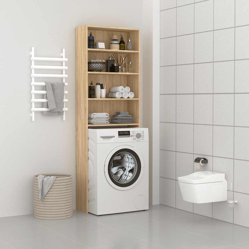 Vidaxl wasmachinekast 64x24x190 cm wit en sonoma eikenkleurig