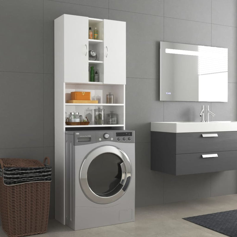 Vidaxl wasmachinekast 64x25,5x190 cm hoogglans wit