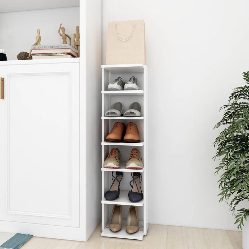 Gabinete de zapatos Vidaxl 27.5x27x102 cm de madera procesada blanca