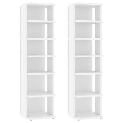 Gabinetes de zapatos Vidaxl 2 PCS 27.5x27x102 cm de madera procesada blanca