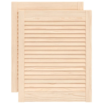 Vidaxl kastdeuren met lamellen 2 st 61,5x49,4 cm massief grenenhout