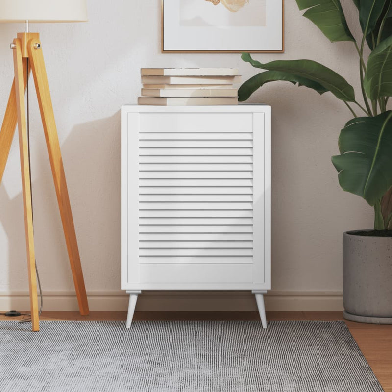 Puerta del gabinete Vidaxl con listones de 61.5x49.4 cm de pino sólido blanco blanco