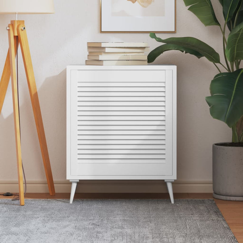 Puerta del gabinete Vidaxl con listones de 61.5x59.4 cm de pino sólido blanco blanco
