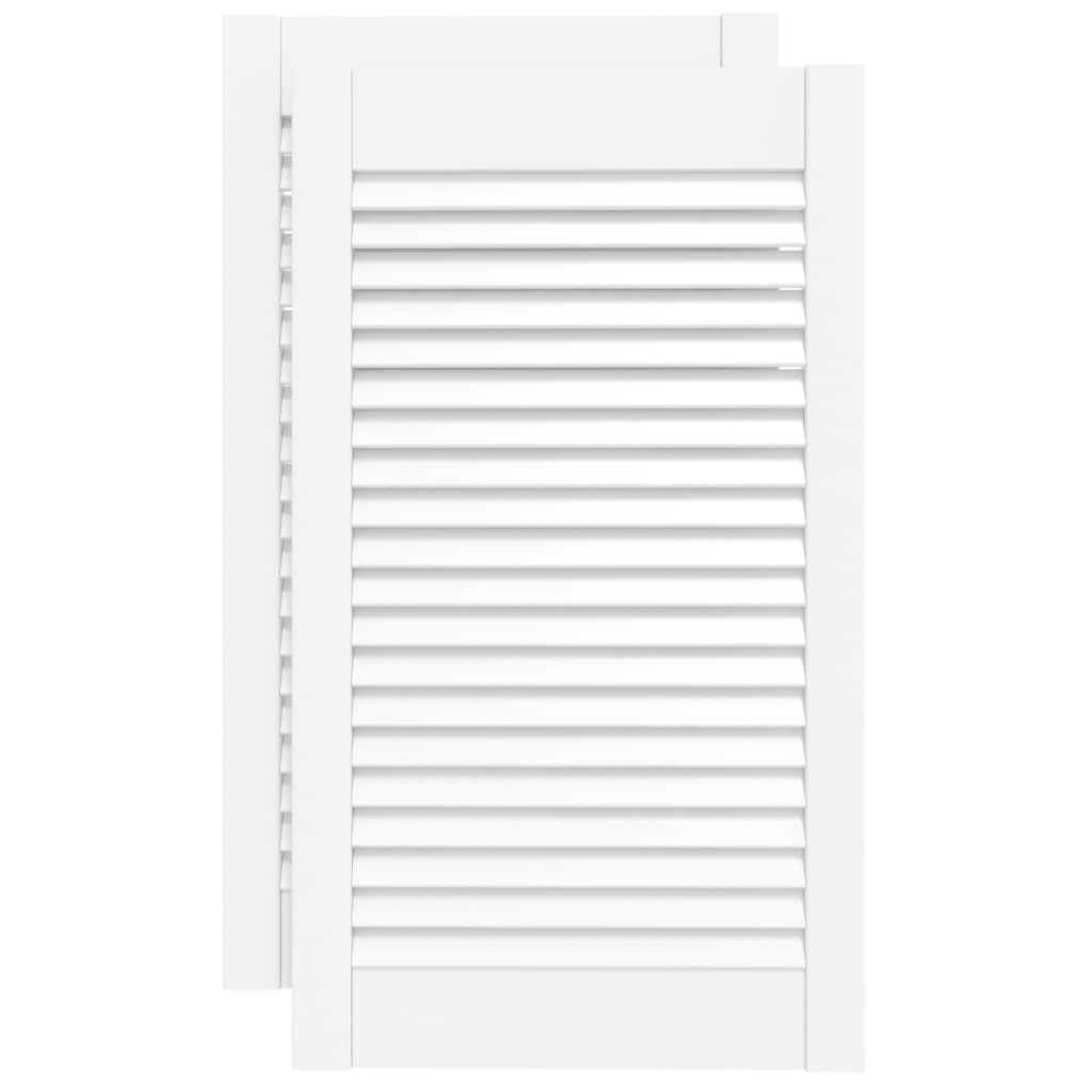 Puertas de gabinete de Vidaxl con listones 2 pcs 69x39.4 cm de pino sólido blanco blanco