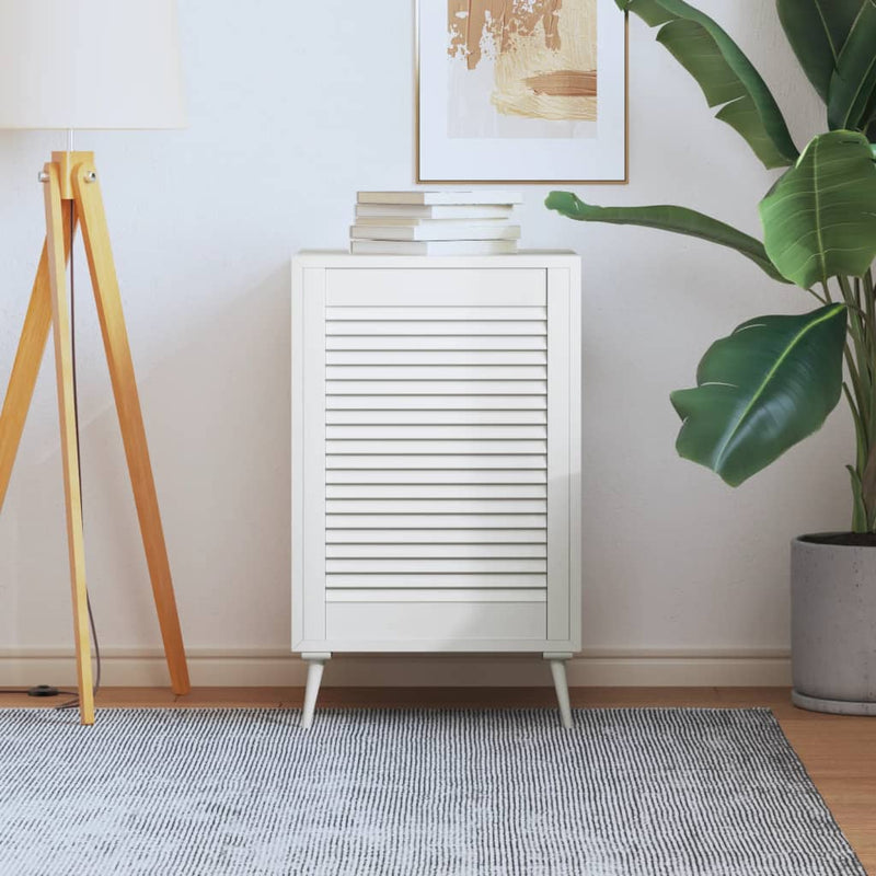 Puerta del gabinete Vidaxl con listones de 69x49.4 cm de pino sólido blanco