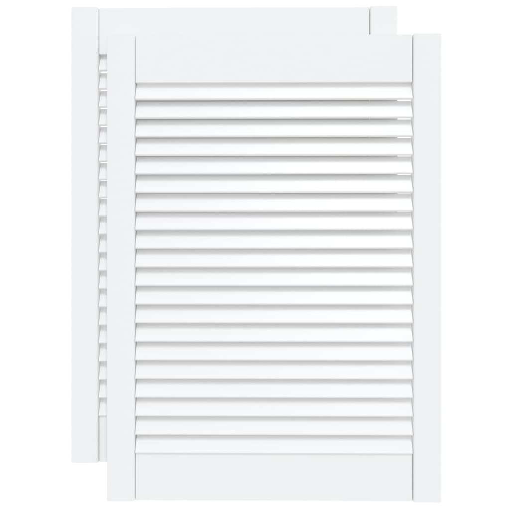 Puertas de gabinete de Vidaxl con listones 2 pcs 69x49.4 cm de pino sólido blanco blanco