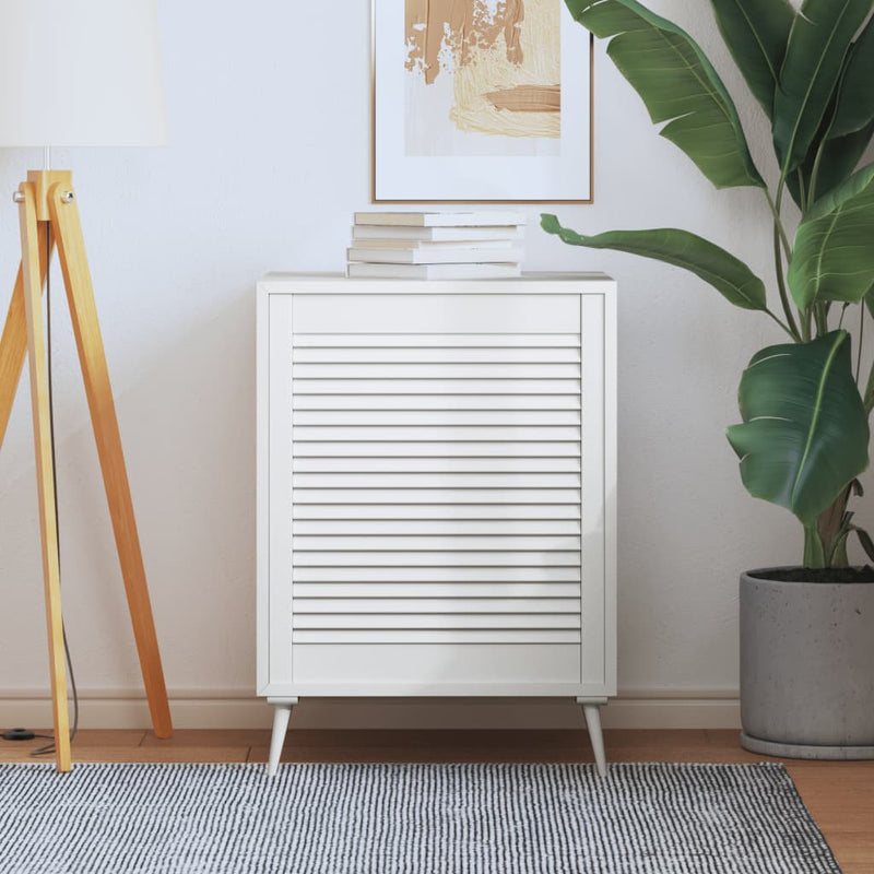 Puerta del gabinete Vidaxl con listones de 69x59.4 cm de pino sólido blanco