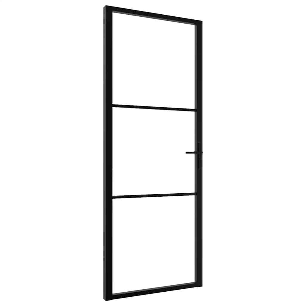 Vidaxl Porta interna 76x201,5 cm ESG vetro e nero in alluminio