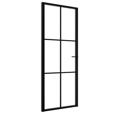 Vidaxl Puerta interior 76x201.5 cm de vidrio ESG y aluminio negro