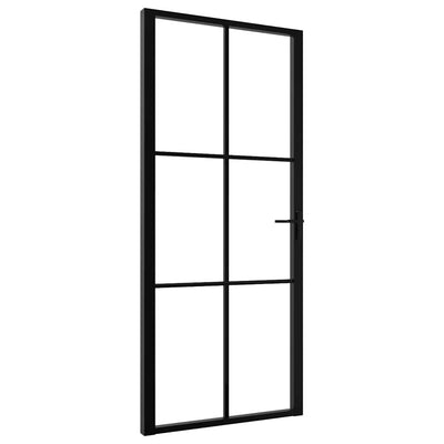 Vidaxl Inner Door 93x201.5 cm de vidrio ESG y negro de aluminio