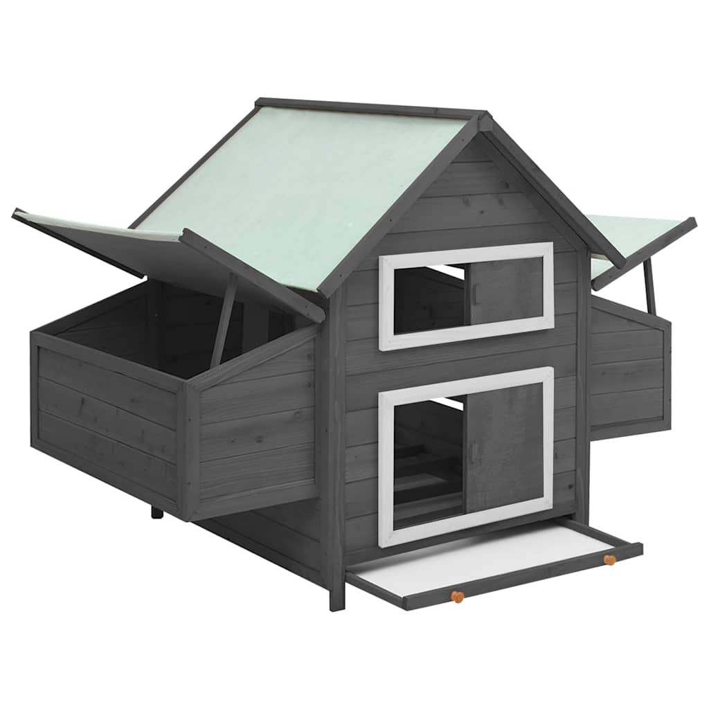 Vidaxl Chicken Coop 150x96x110 cm Grigio porcente solido e bianco