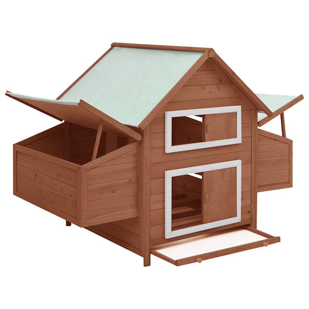 Vidaxl Chicken Coop 150x96x110 cm Pino solido -wood -colorato e bianco