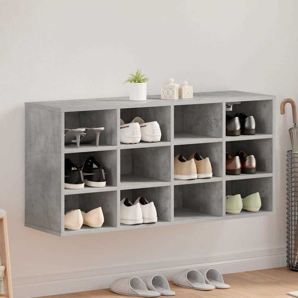Vidaxl zapatero con estante gris hormigón 103 x 30 x 51 cm madera contrachapada