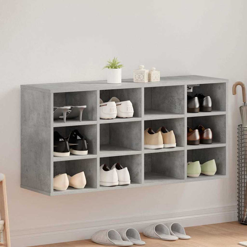 Vidaxl zapatero con estante gris hormigón 103 x 30 x 51 cm madera contrachapada