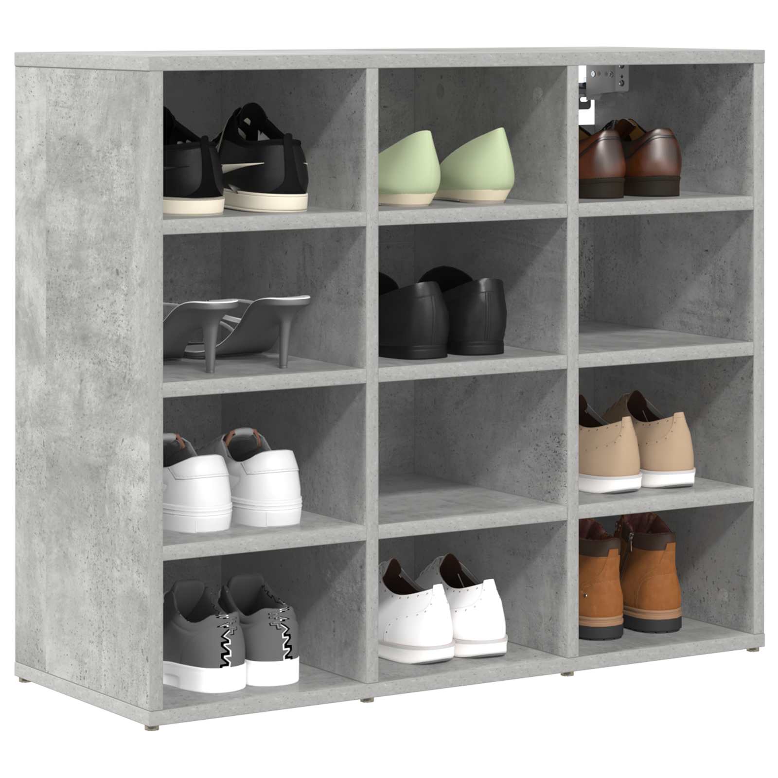 Vidaxl zapatero gris hormigón 77,5 x 30 x 67 cm acabado madera