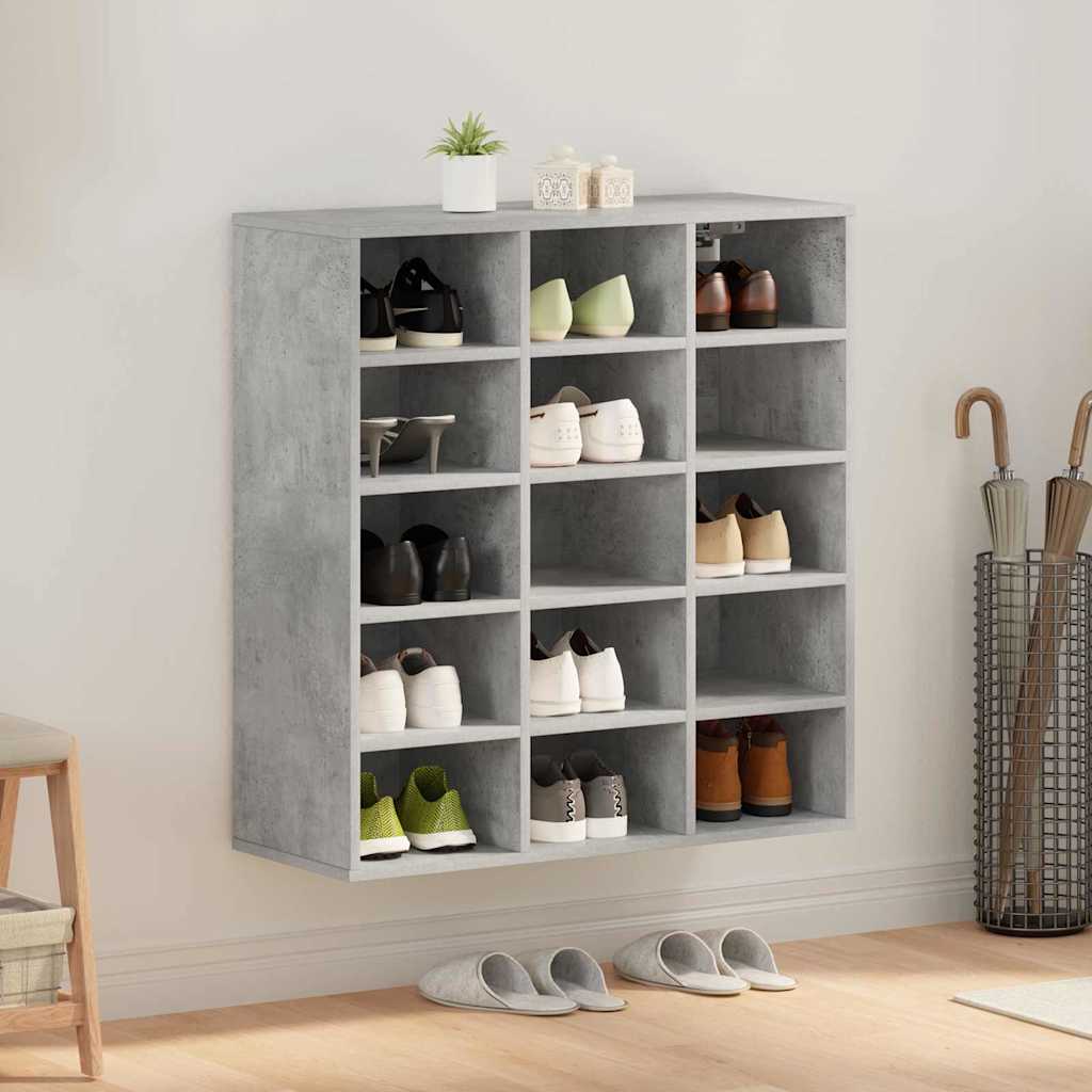 Vidaxl zapatero gris hormigón 77,5 x 30 x 83,5 cm madera contrachapada
