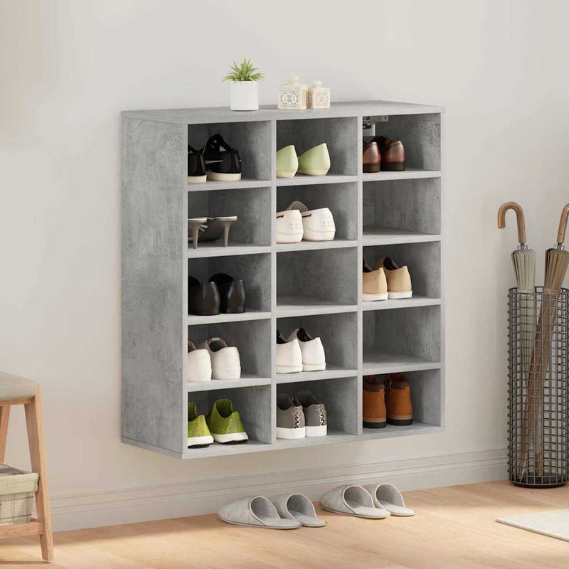 Vidaxl zapatero gris hormigón 77,5 x 30 x 83,5 cm madera contrachapada