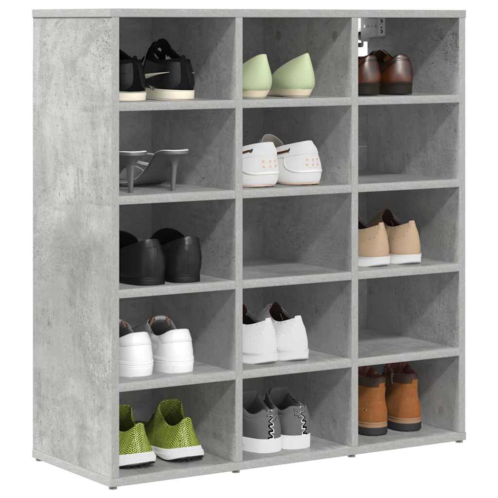 Vidaxl zapatero gris hormigón 77,5 x 30 x 83,5 cm madera contrachapada