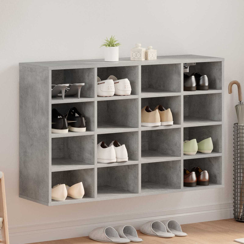 Vidaxl zapatero con estante gris hormigón 103 x 30 x 67 cm madera contrachapada
