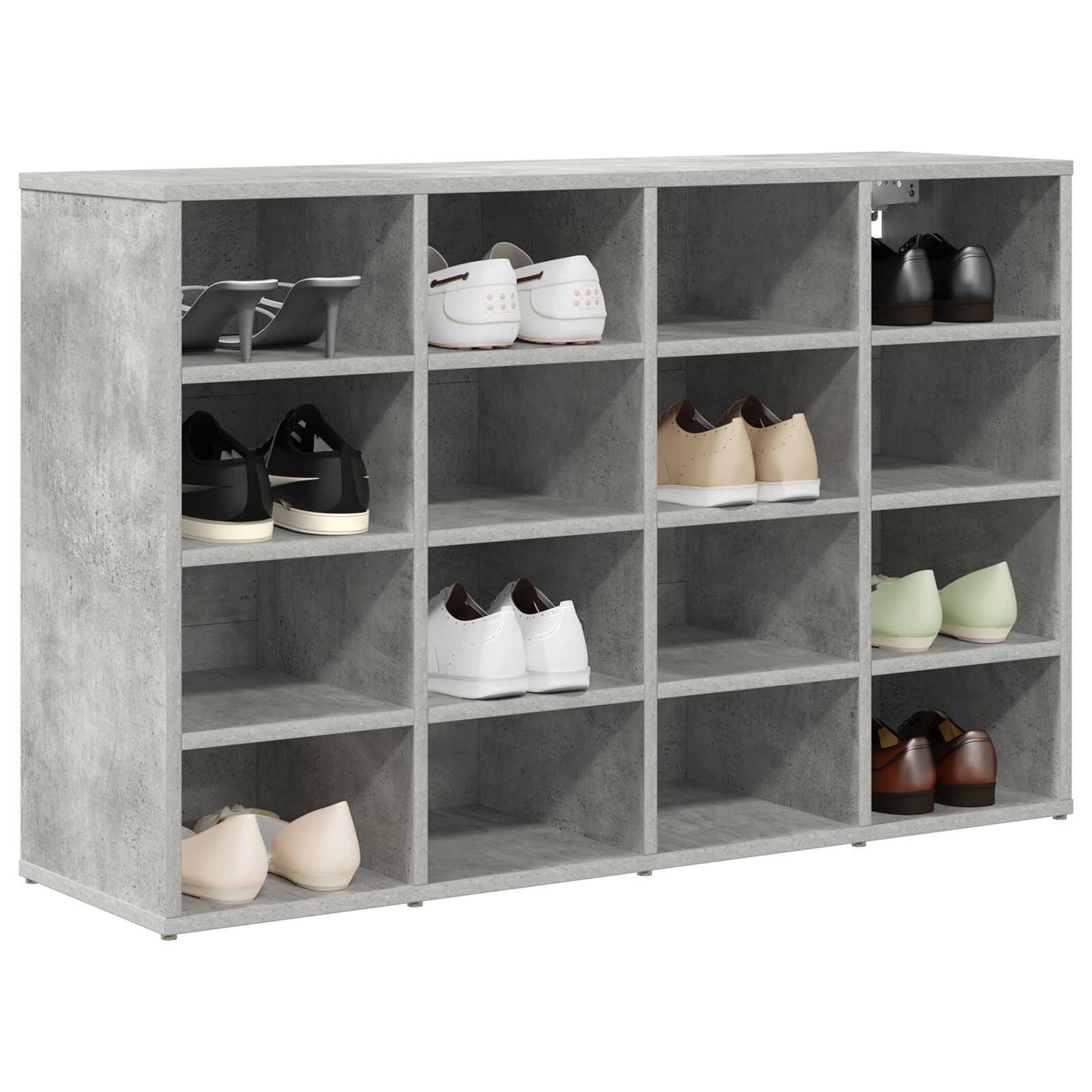 Vidaxl zapatero con estante gris hormigón 103 x 30 x 67 cm madera contrachapada