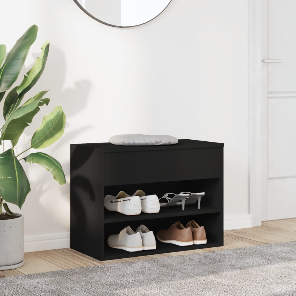 Vidaxl Shoes Bank 60x30x45 cm Proprieted Wood Black