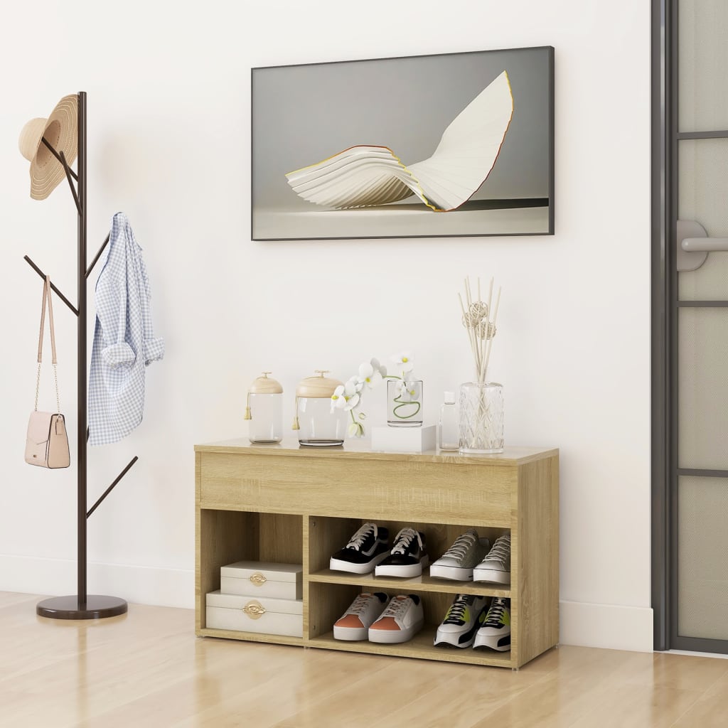 Sofá de zapatos Vidaxl 80x30x45 cm de madera procesada Sonoma Oak coloreed