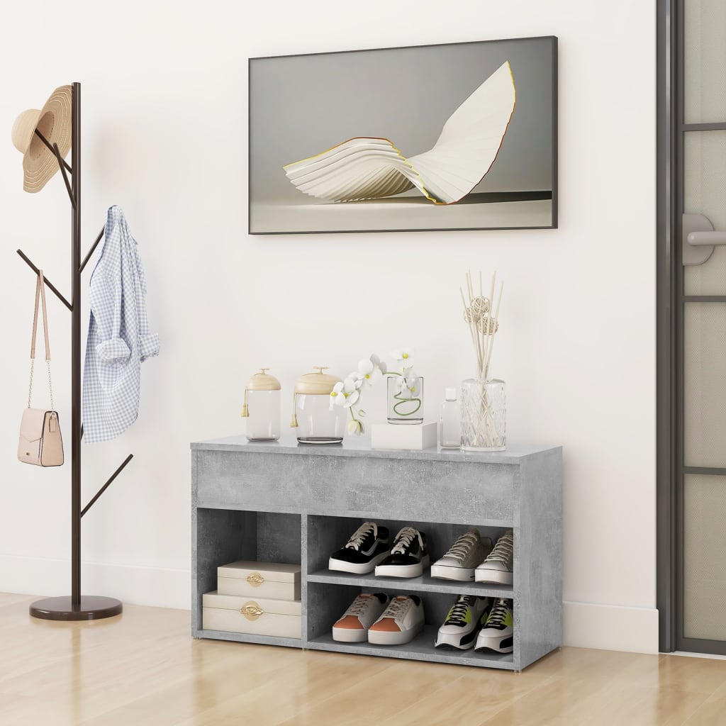 Vidaxl Shoes Bank 80x30x45 cm de madera procesada betongrijs